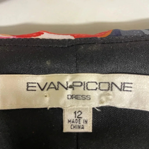 Evan Picone collared sheath dress size 12 red/pink/black/orange - Picture 8 of 8